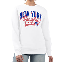 NHL White New York Rangers G-III 4Her by Carl Banks Women's Filigree Team Graphic Fleece Pullover Sweatshirt