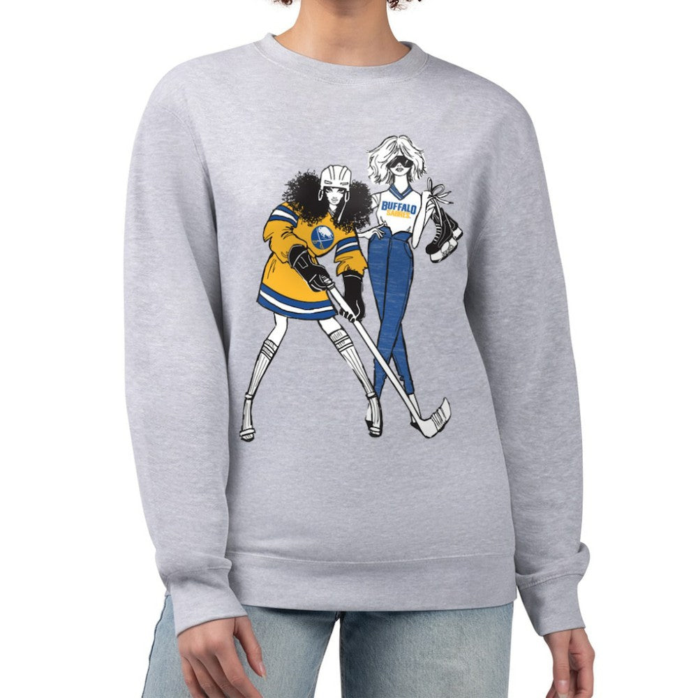 NHL Heather Gray Buffalo Sabres G-III 4Her by Carl Banks Women's Hockey Girls Team Graphic Fleece Pullover Sweatshirt