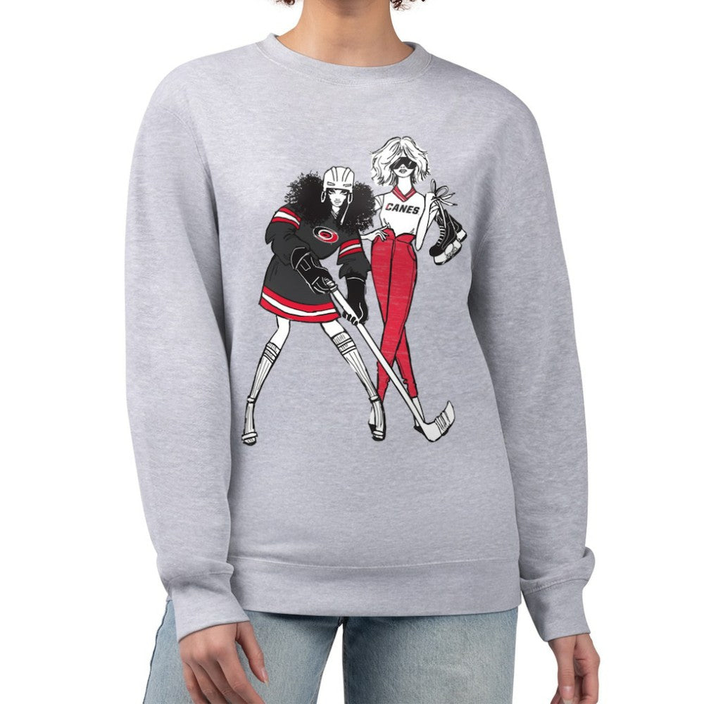 NHL Heather Gray Carolina Hurricanes G-III 4Her by Carl Banks Women's Hockey Girls Team Graphic Fleece Pullover Sweatshirt