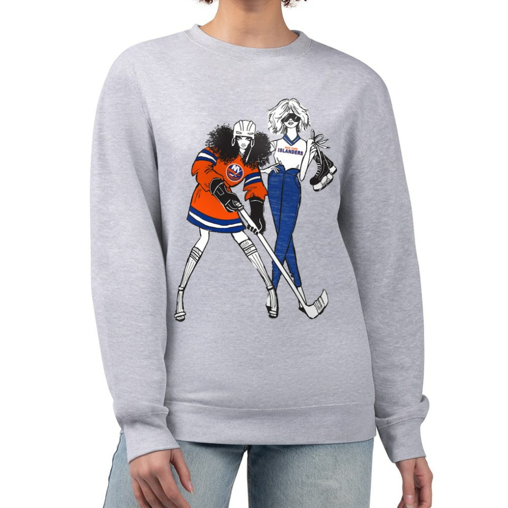 NHL Heather Gray New York Islanders G-III 4Her by Carl Banks Women's Hockey Girls Team Graphic Fleece Pullover Sweatshirt