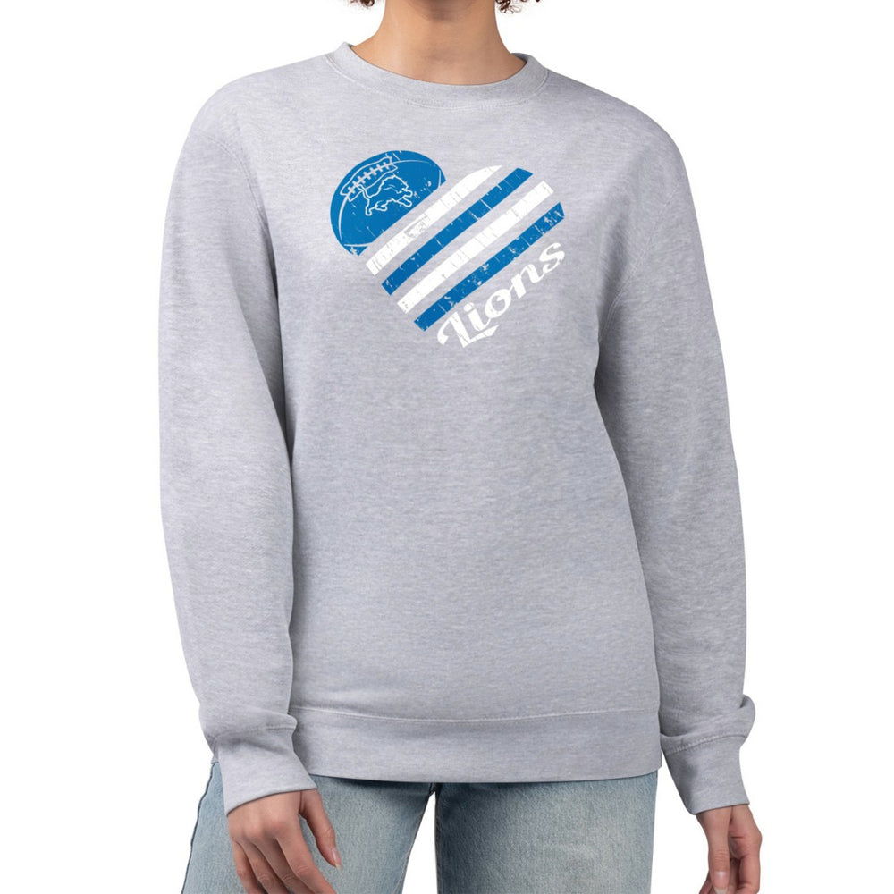 G-III 4Her by Carl Banks Women's Heart Graphic Fleece Pullover Sweatshirt - Detroit Lions