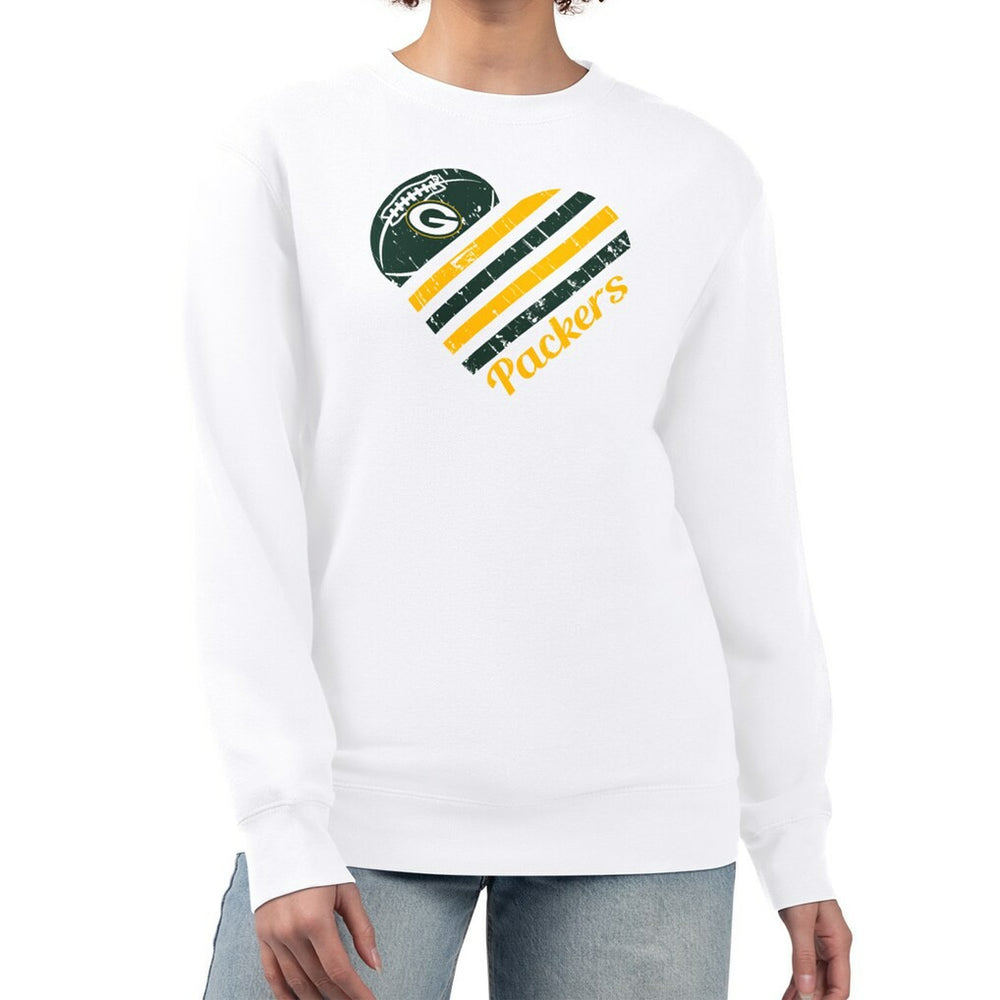 G-III 4Her by Carl Banks Women's Heart Graphic Fleece Pullover Sweatshirt - Green Bay Packers