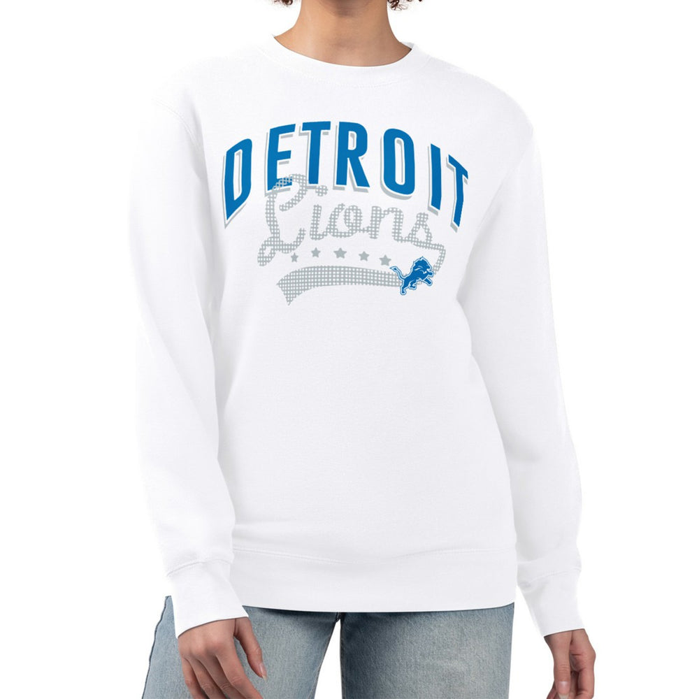 G-III 4Her by Carl Banks Women's Filigree Logo Graphic Fleece Pullover Sweatshirt - Detroit Lions