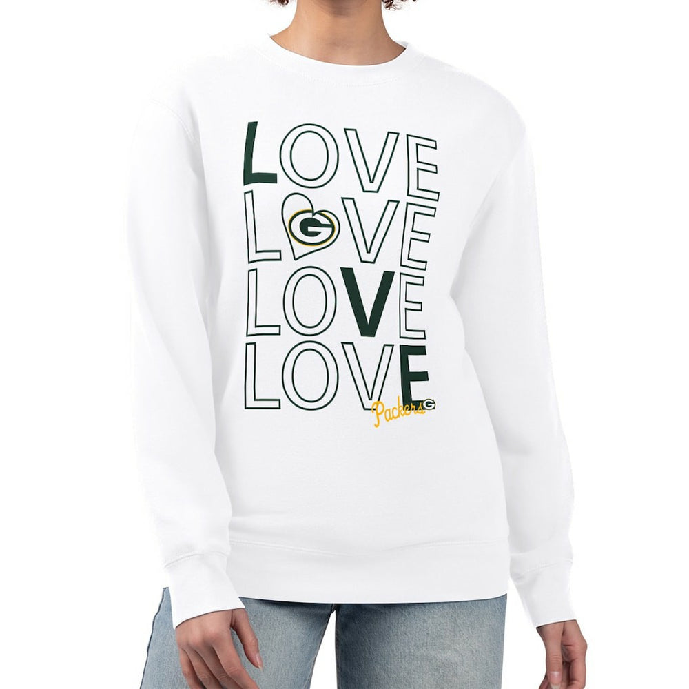 G-III 4Her by Carl Banks Women's Lots of Love Graphic Fleece Pullover Sweatshirt - Green Bay Packers