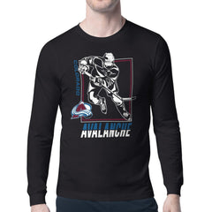 NHL Black Colorado Avalanche Starter Player Grid Long Sleeve T-Shirt
