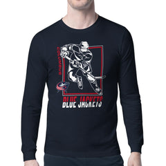 NHL Navy Columbus Blue Jackets Starter Player Grid Long Sleeve T-Shirt