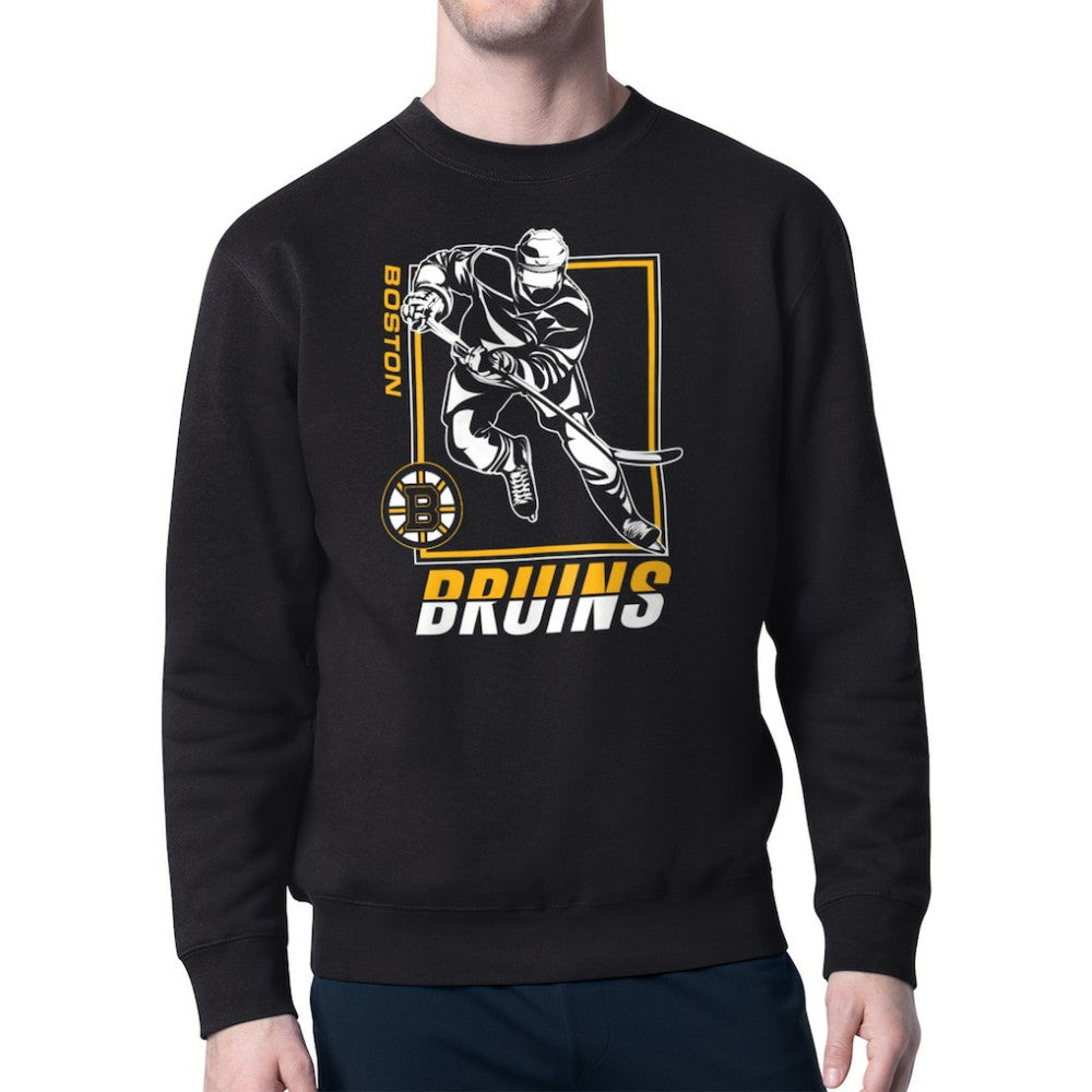 NHL Black Boston Bruins Starter Player Grid Fleece Pullover Sweatshirt