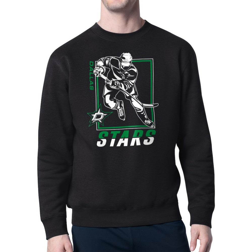 NHL Black Dallas Stars Starter Player Grid Fleece Pullover Sweatshirt