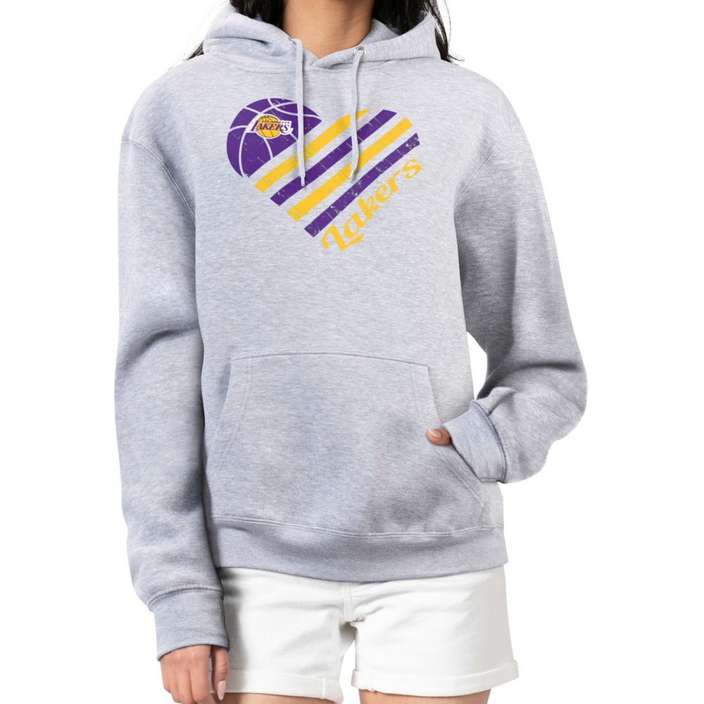 NBA Los Angeles Lakers G-III 4Her by Carl Banks Women's Heart Pullover Hoodie - Heather Gray cheap