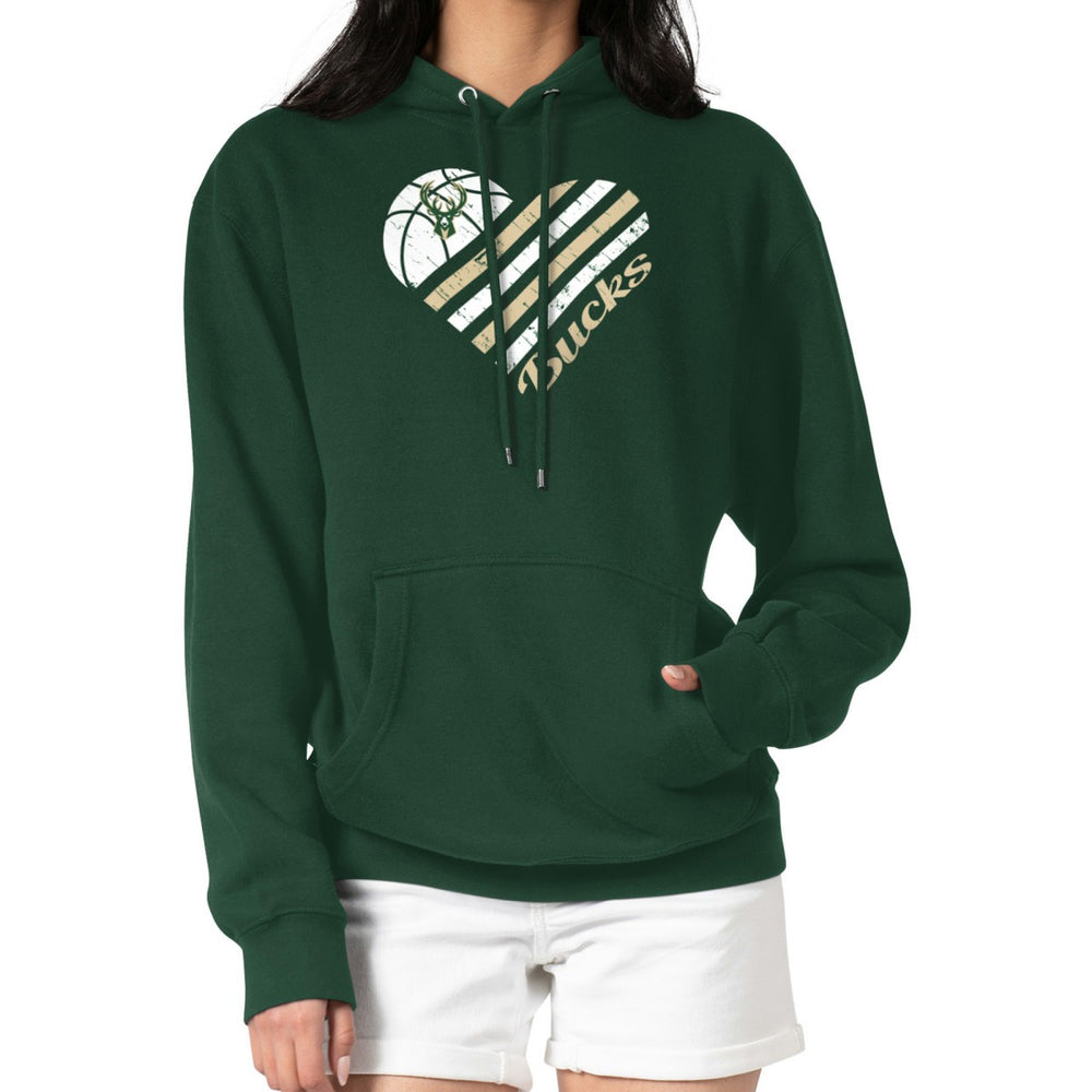 NBA Milwaukee Bucks G-III 4Her by Carl Banks Women's Heart Pullover Hoodie - Green cheap