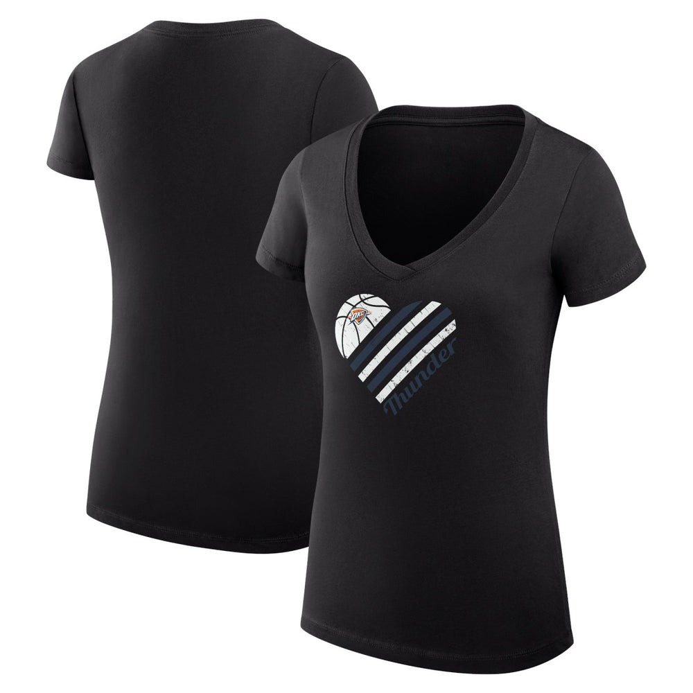 NBA Oklahoma City Thunder G-III 4Her by Carl Banks Women's Super-Slim Fit Lightweight Heart V-Neck T-Shirt