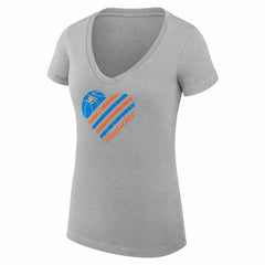 NBA Oklahoma City Thunder G-III 4Her by Carl Banks Women's Super-Slim Fit Lightweight Heart V-Neck T-Shirt