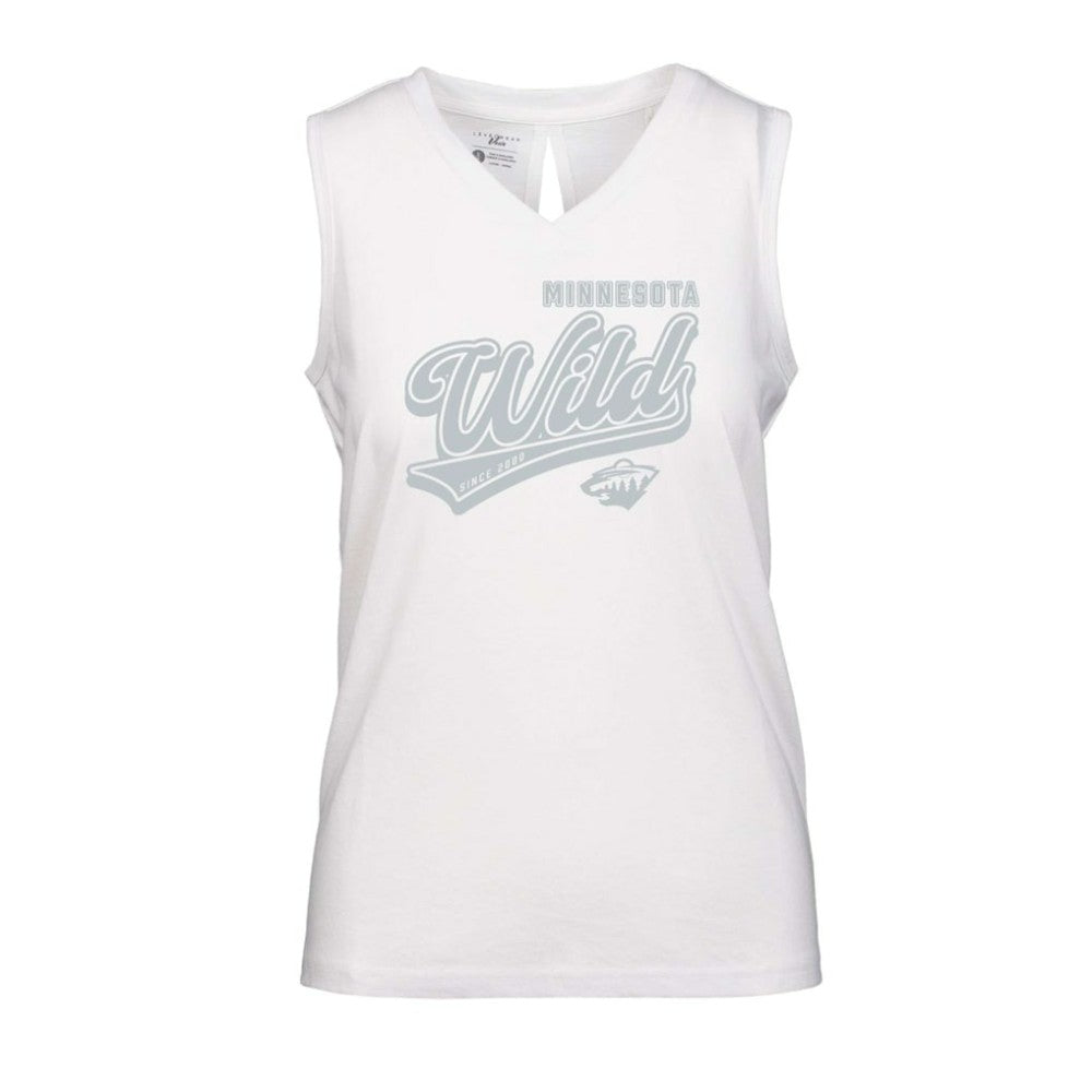 NHL White Minnesota Wild Levelwear Women's Paisley Sweep V-Neck Tank Top