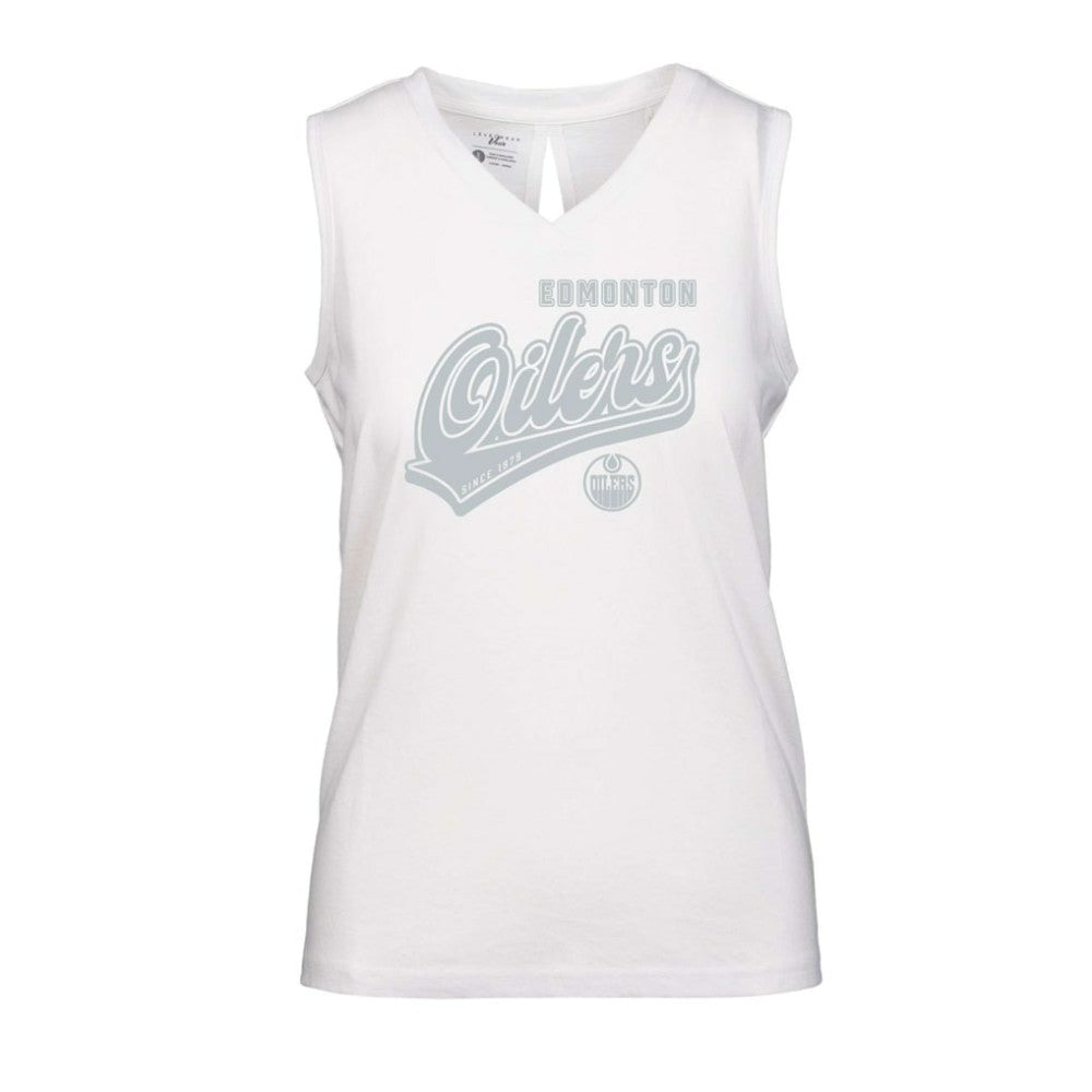 NHL White Edmonton Oilers Levelwear Women's Paisley Sweep V-Neck Tank Top