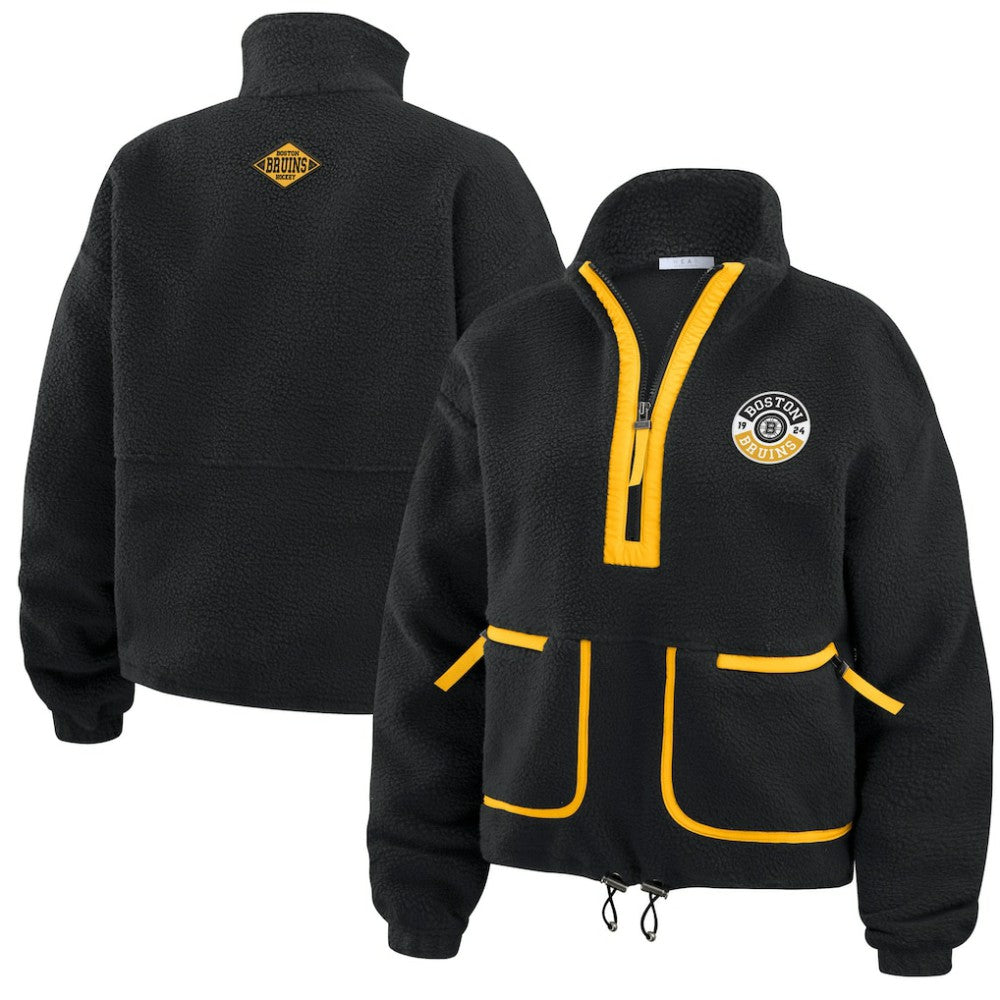 NHL Black Boston Bruins WEAR by Erin Andrews Women's Polar Fleece Half-Zip Jacket