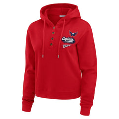 NHL Red Washington Capitals WEAR by Erin Andrews Women's Waffle-Knit Pullover Hoodie