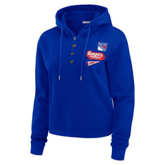 NHL Blue New York Rangers WEAR by Erin Andrews Women's Waffle-Knit Pullover Hoodie