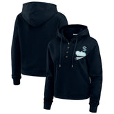 NHL Deep Sea Blue Seattle Kraken WEAR by Erin Andrews Women's Waffle-Knit Pullover Hoodie