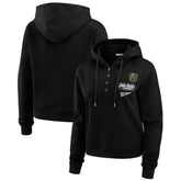 NHL Black Vegas Golden Knights WEAR by Erin Andrews Women's Waffle-Knit Pullover Hoodie