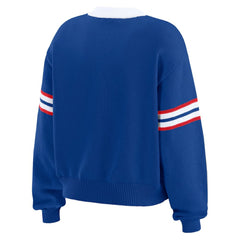 NHL Blue New York Rangers WEAR by Erin Andrews Women's Cropped Lace-Up Sweater