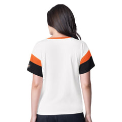 NHL White Philadelphia Flyers G-III 4Her by Carl Banks Women's Rink Oversized Rhinestone V-Neck T-Shirt