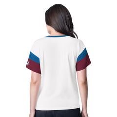 NHL White Colorado Avalanche G-III 4Her by Carl Banks Women's Rink Oversized Rhinestone V-Neck T-Shirt