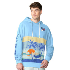 NHL Blue New York Rangers Margaritaville Island Dream Peached Pullover Hoodie