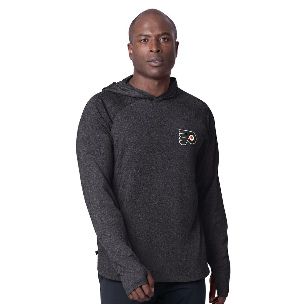 NHL Black Philadelphia Flyers MSX by Michael Strahan Fast Track Raglan Long Sleeve Hoodie T-Shirt