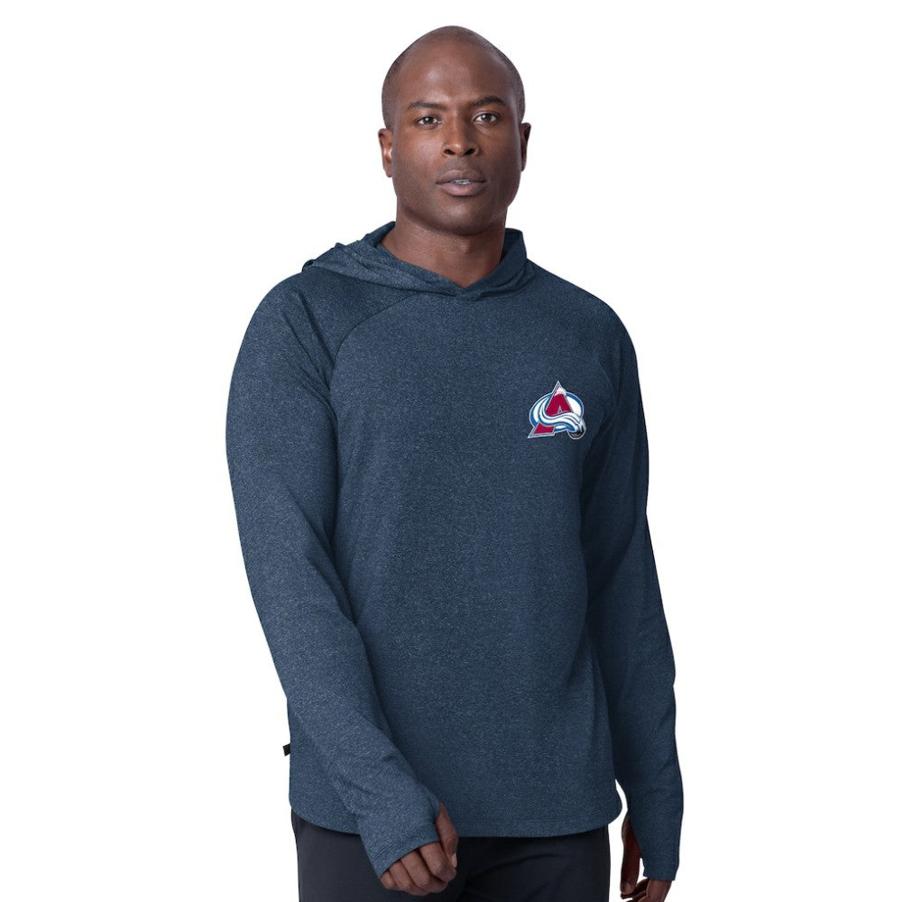 NHL Navy Colorado Avalanche MSX by Michael Strahan Fast Track Raglan Long Sleeve Hoodie T-Shirt