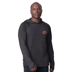 NHL Black Minnesota Wild MSX by Michael Strahan Fast Track Raglan Long Sleeve Hoodie T-Shirt