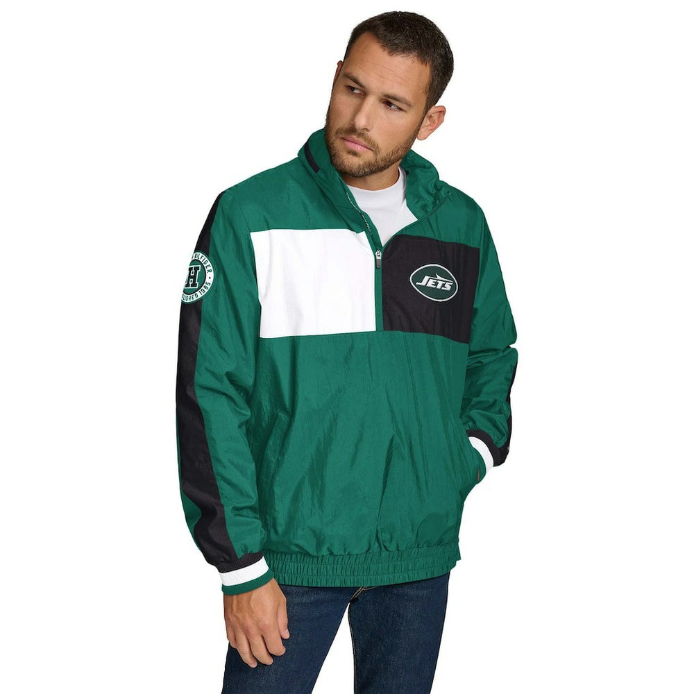 Tommy Hilfiger Gael Lightweight Half-Zip Hoodie Jacket - New York Jets