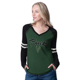 NBA Milwaukee Bucks G-III 4Her by Carl Banks Women's Winner Waffle Knit Thermal Long Sleeve Tri-Blend T-Shirt