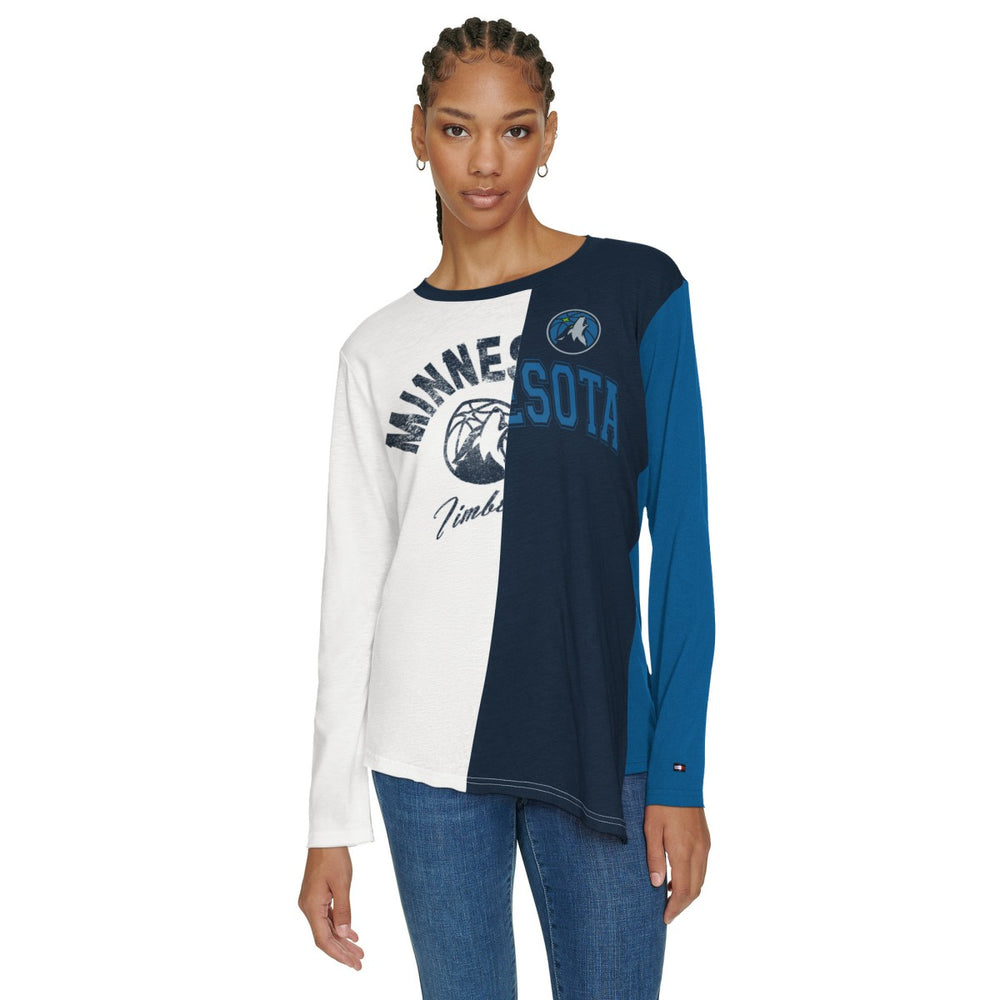 NBA Minnesota Timberwolves Tommy Jeans Women's Amelia Color Blocked Long Sleeve T-Shirt