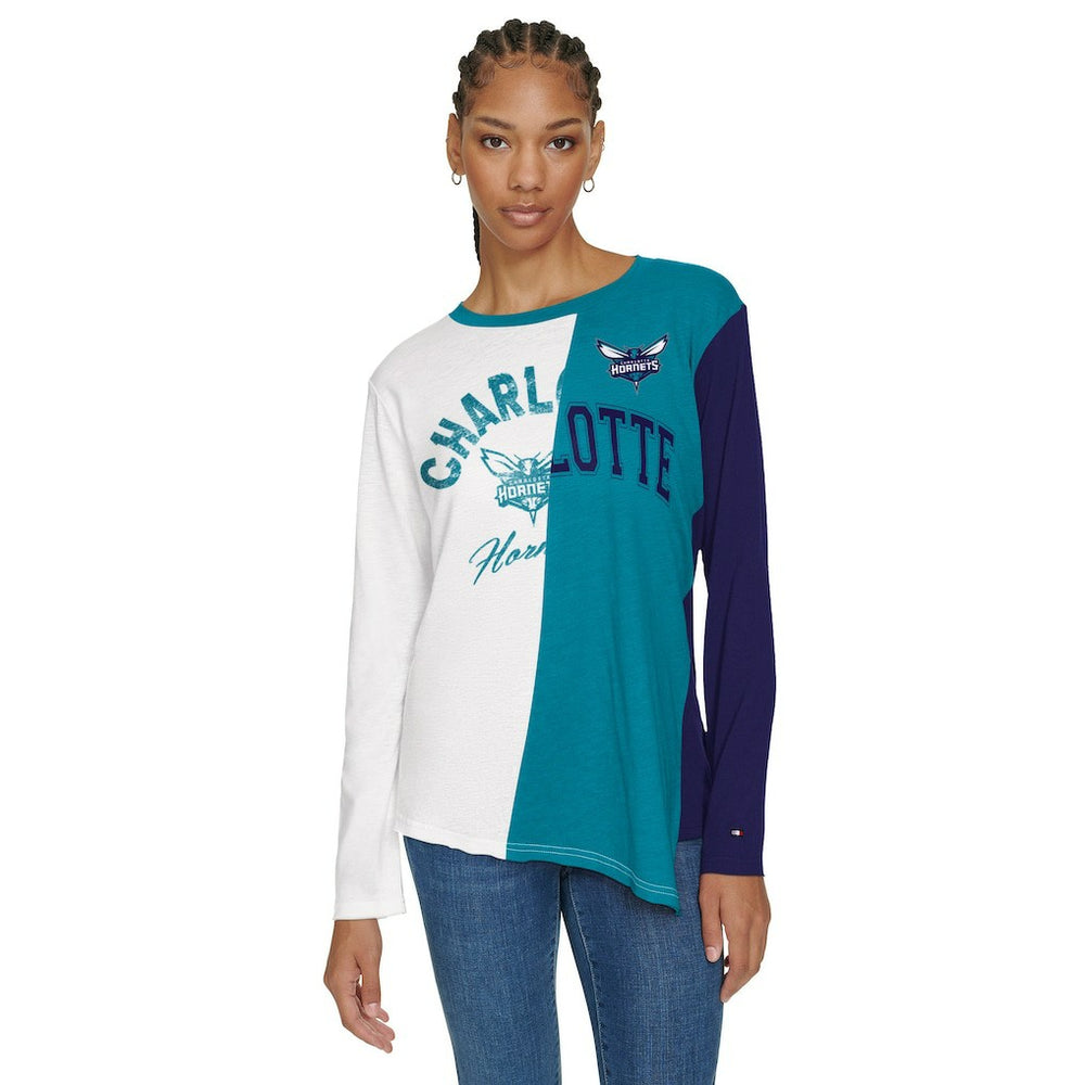 NBA Charlotte Hornets Tommy Jeans Women's Amelia Color Blocked Long Sleeve T-Shirt