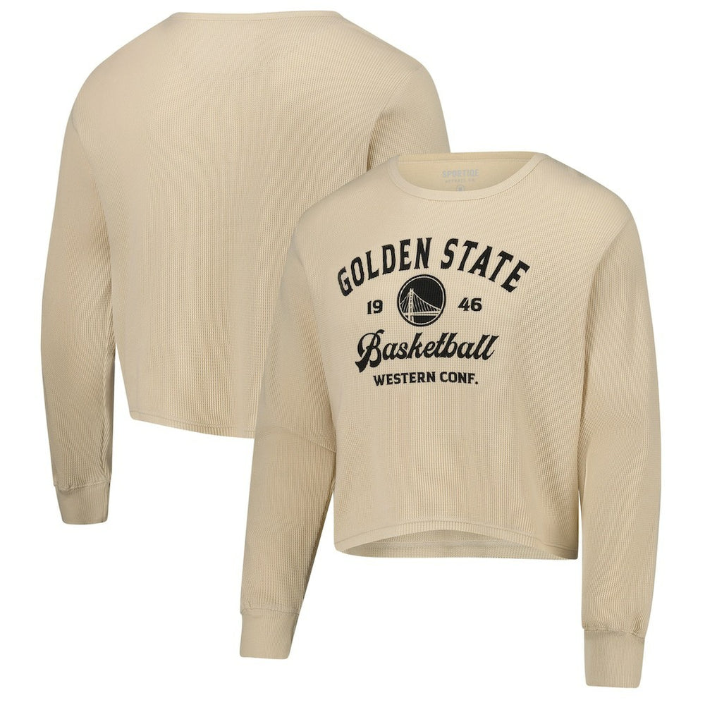 NBA Golden State Warriors Sportiqe Unisex High Country Collection Cullen Cropped Waffle Knit Long Sleeve T-Shirt sale