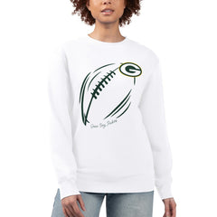 G-III 4Her by Carl Banks Women's Football Logo Graphic Fleece Tri-Blend Pullover Sweatshirt - Green Bay Packers