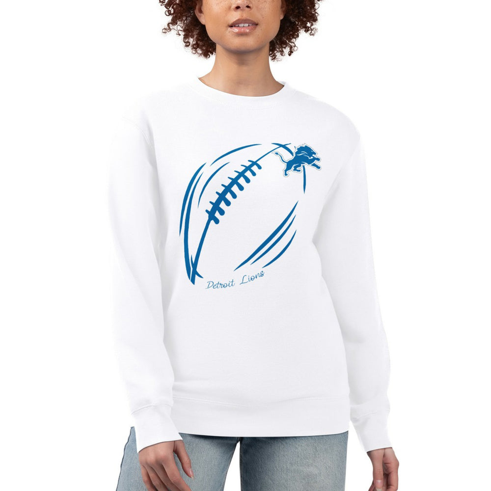 G-III 4Her by Carl Banks Women's Football Logo Graphic Fleece Tri-Blend Pullover Sweatshirt - Detroit Lions