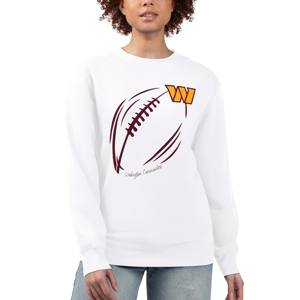 G-III 4Her by Carl Banks Women's Football Logo Graphic Fleece Tri-Blend Pullover Sweatshirt - Washington Commanders
