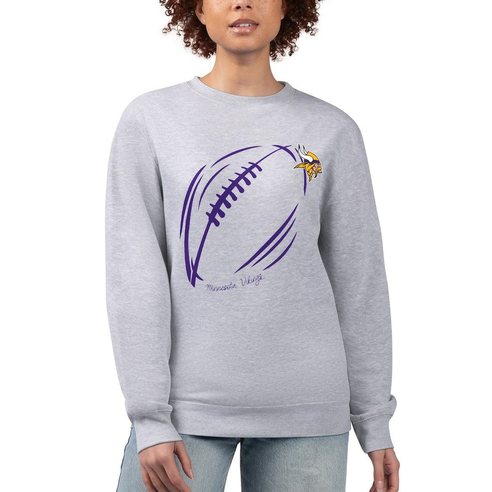 G-III 4Her by Carl Banks Women's Football Logo Graphic Fleece Tri-Blend Pullover Sweatshirt - Minnesota Vikings