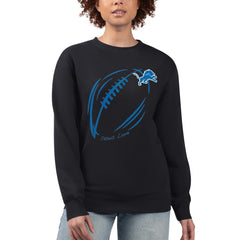 G-III 4Her by Carl Banks Women's Football Logo Graphic Fleece Tri-Blend Pullover Sweatshirt - Detroit Lions