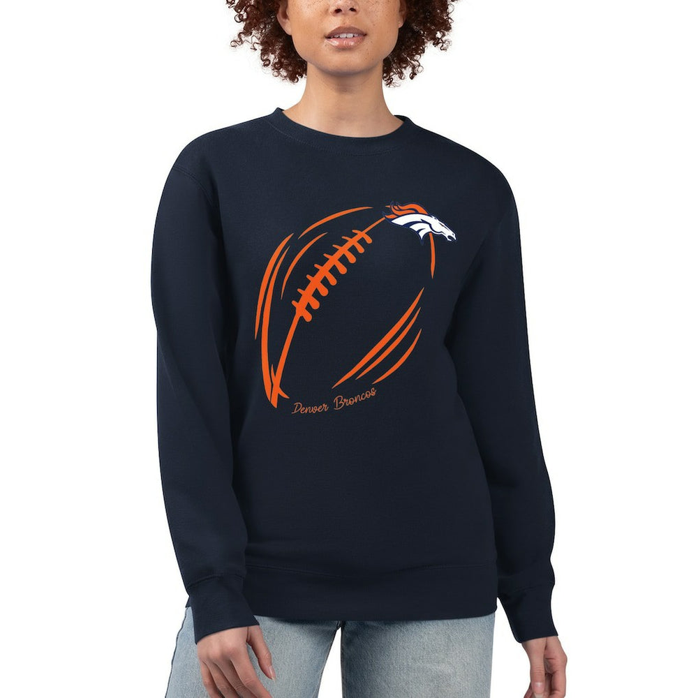 G-III 4Her by Carl Banks Women's Football Logo Graphic Fleece Tri-Blend Pullover Sweatshirt - Denver Broncos