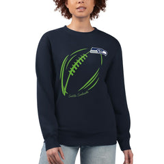 G-III 4Her by Carl Banks Women's Football Logo Graphic Fleece Tri-Blend Pullover Sweatshirt - Seattle Seahawks