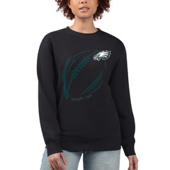 G-III 4Her by Carl Banks Women's Football Logo Graphic Fleece Tri-Blend Pullover Sweatshirt - Philadelphia Eagles