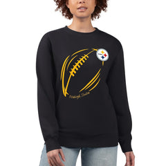G-III 4Her by Carl Banks Women's Football Logo Graphic Fleece Tri-Blend Pullover Sweatshirt - Pittsburgh Steelers
