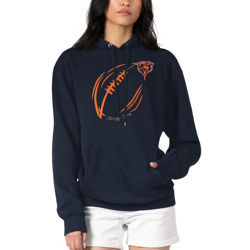 G-III 4Her by Carl Banks Women's Football Logo Fleece Tri-Blend Pullover Hoodie - Chicago Bears