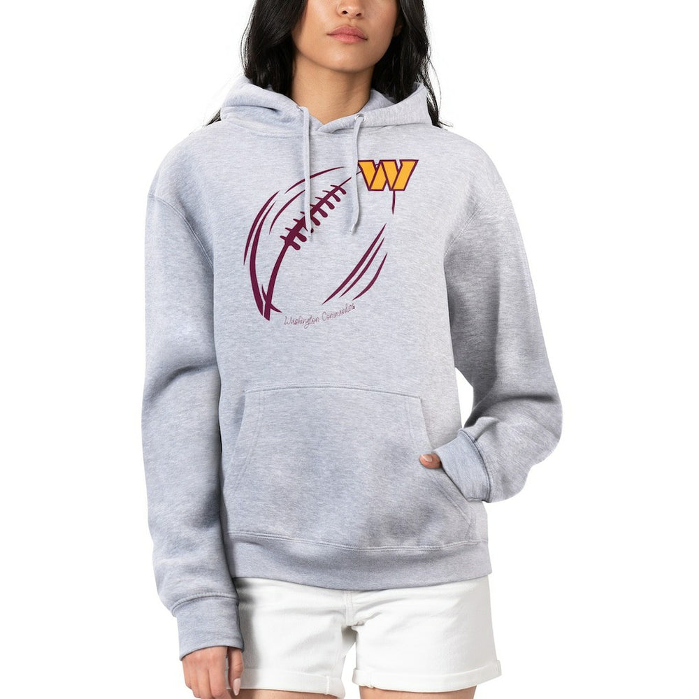 G-III 4Her by Carl Banks Women's Football Logo Fleece Tri-Blend Pullover Hoodie - Washington Commanders