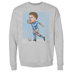 Kevin De Bruyne Manchester City 500 Level Cartoon Player Pullover Crewneck Sweatshirt - Heather Gray