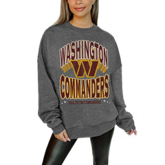 Gameday Couture Women's Oversized Long Weekend Premium Fleece Drop Shoulder Pullover Sweatshirt - Washington Commanders