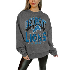 Gameday Couture Women's Oversized Long Weekend Premium Fleece Drop Shoulder Pullover Sweatshirt - Detroit Lions