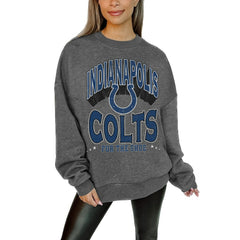 Gameday Couture Women's Oversized Long Weekend Premium Fleece Drop Shoulder Pullover Sweatshirt - Indianapolis Colts